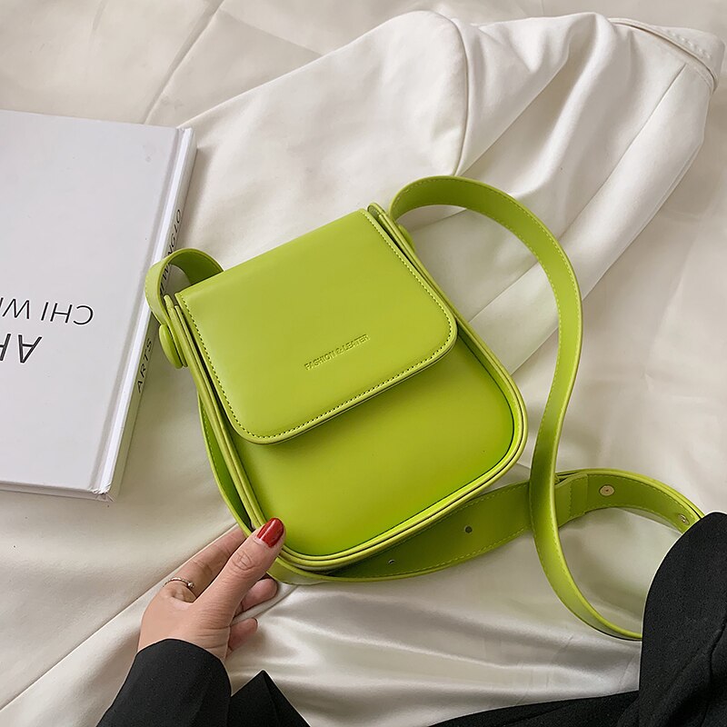 Solid color Leather Crossbody Bags For Women 2021 Travel Handbag Fashion Simple Shoulder Messenger Bag Ladies Cross Body Bag