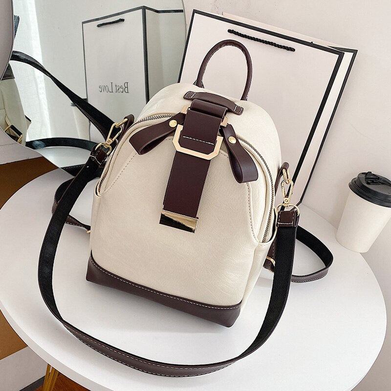 Solid Color PU Leather Backpacks For Women 2020 Fashion Female Small Backpack Lady Back Pack For School Teenagers Girls