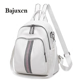 Back to College Brand luxury ribbon backpack 2021 new PU leather waterproof bag college style young student bag white famous designer design