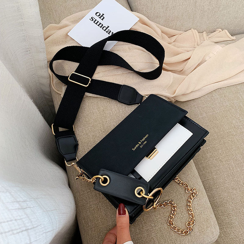 Back to College 2019 new mini handbags women fashion ins ultra fire retro wide shoulder strap messenger bag purse simple style Crossbody Bags