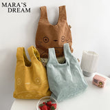 Christmas Gift Mara's Dream Soft Plush Tote Bag Women Cartoon Embroidery Imitation Lamb Hair Corduroy All-match Bag For Women Shopper Bag Girls