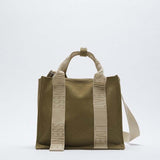 Vvsha Printed Canvas Portable Tote Bags Khaki Green Mini Casual Shopping Bag Youth Shoulder Bag Crossbody Bags for Women Designer Bag