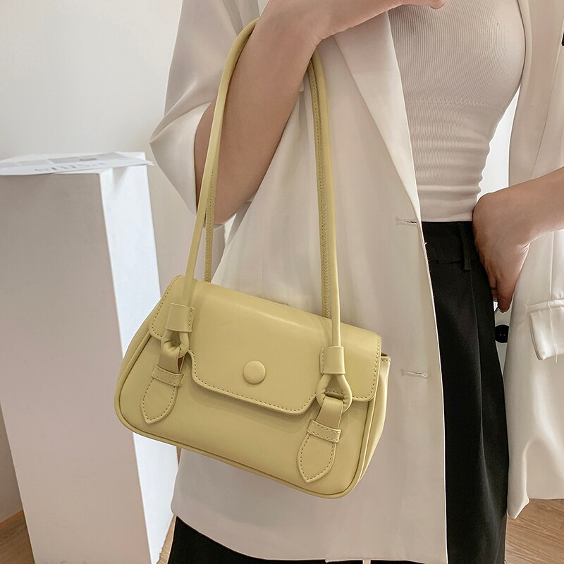 PU Leather Solid Color Shoulder Bags for Women 2021 Lock Handbags Small Travel Hand Bag Lady Beautiful Fashion Bags