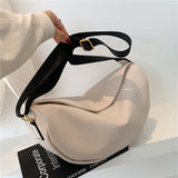 Half-Moon Small PU Leather Crossbody Bags for Women 2021 Simple Trends Simple Solid Color Shoulder Handbags and Purses