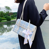 Tote Shoulder Bag Female Underarm Bags Designer Handbag Women Bag Simple High Capacity Fashion 2021 New Woolen Cloth Lattice