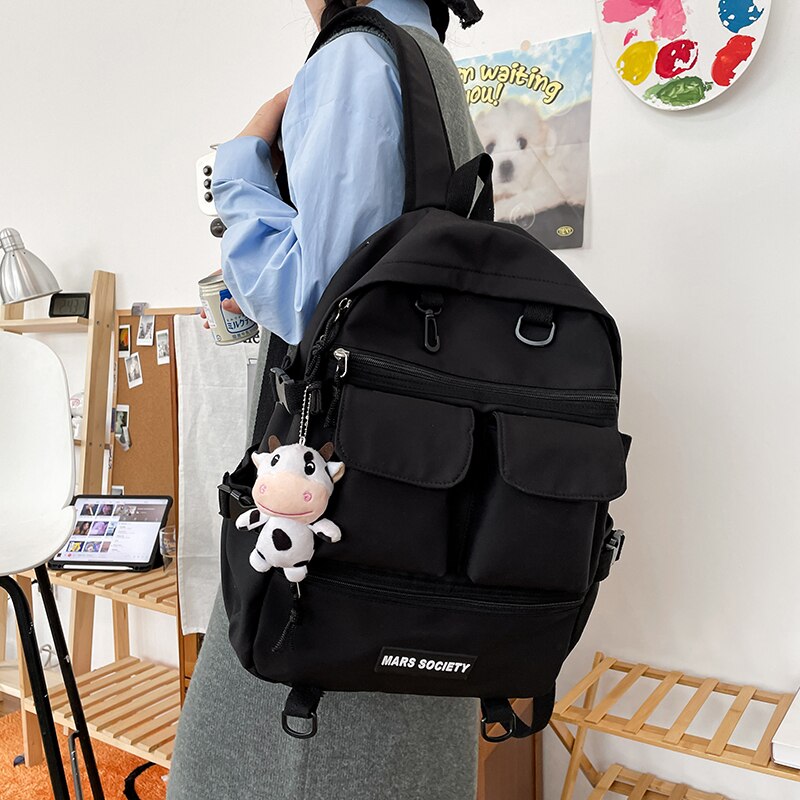 Back to College Cute Panelled Cow Print Backpack Women Fashion Large Capacity Laptop Backpacks for Teenager Girls Waterproof Travel School Bag