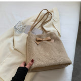 Christmas Gift Autumn/winter Plush Bag 2021 New Bag Female Ins Niche Shoulder Bag Plush Bag Work Tote Bucket Bag Underarm Bag
