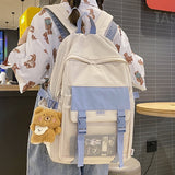 New Nylon Women Backpack With Net Front Pocket Female Double Shoulder Travel Bag Book Schoolbag For Teenage Girl Boys Satchel
