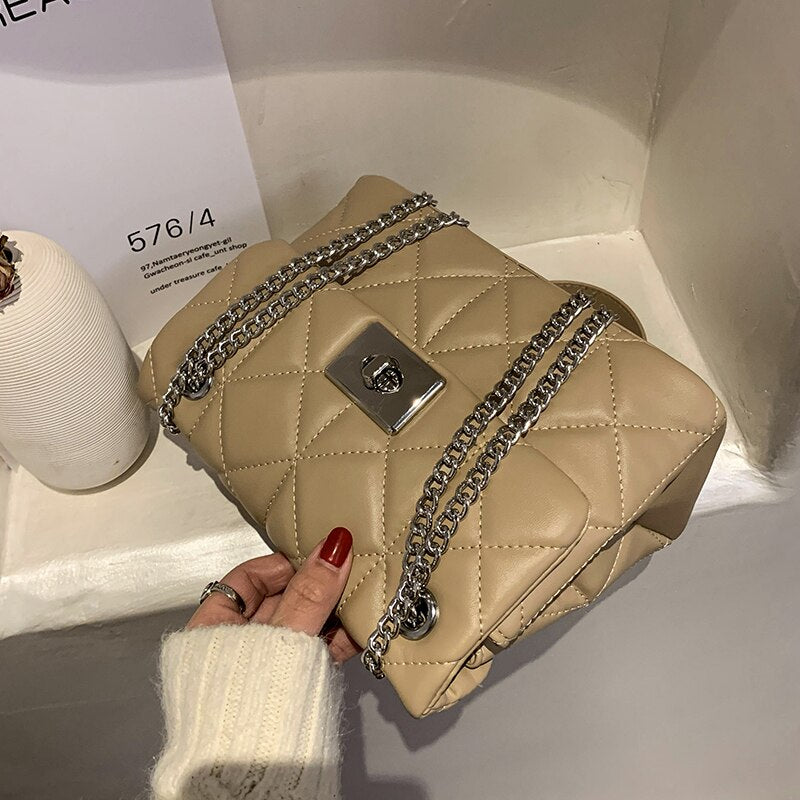 Lattice Square Crossbody bag 2021 Fashion New High-quality PU Leather Women's Designer Handbag Chain Shoulder Messenger Bag