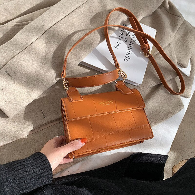 Vintage Square Tote bag 2021 Fashion New High quality Matte PU Leather Women's Designer Handbag Travel Shoulder Messenger Bag
