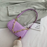 Christmas Gift с доставкой Fashion Crocodile Pattern Baguette bags PU Leather Shoulder Bags For Women 2020 Chain Design Luxury Hand Bag