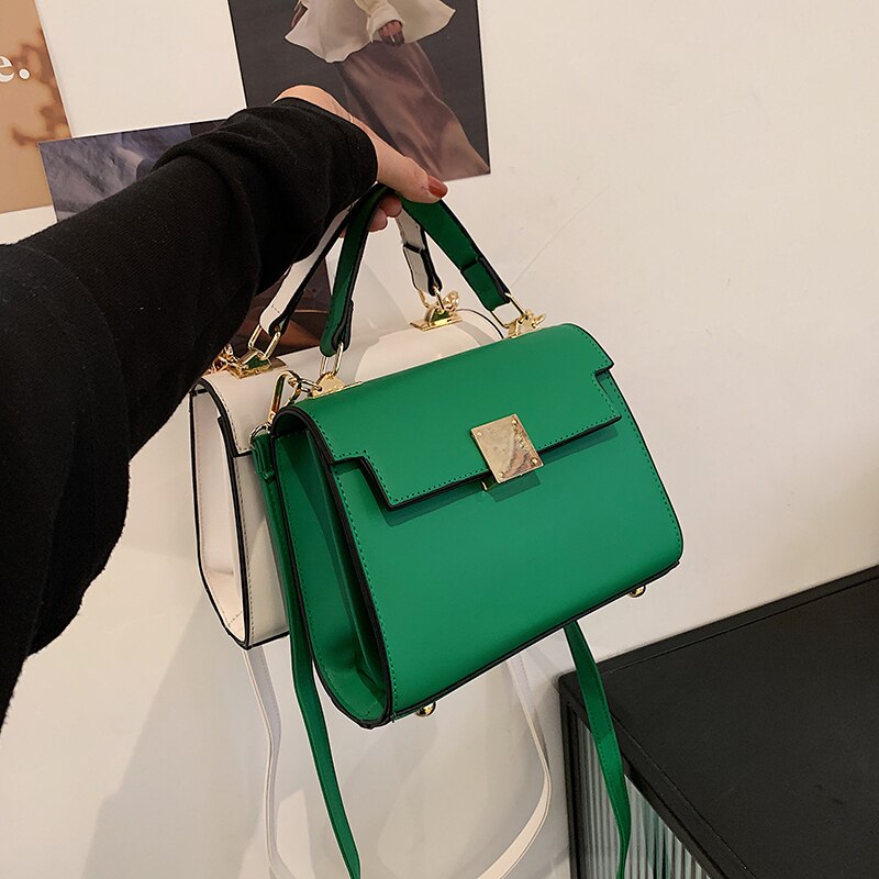 Green Small Flip Tote bag 2021 Summer New High-quality PU Leather Women's Designer Handbag Casual Shoulder Messenger Bag