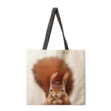 Animal print digital printed linen ladies handbag shoulder bag shopping bag tote bag
