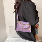 Christmas Gift Crocodile Pattern Square Chain Bag 2021 Fashion New High Quality Soft Pu Leather Women's Designer Handbag Shoulder Messenger Bag
