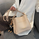 Ladies Simple Shoulder Bag Fashion Big Bag Pure Color Leather Female Bag Trend Brand Bag Bag Female Shopping Bag Female Bag