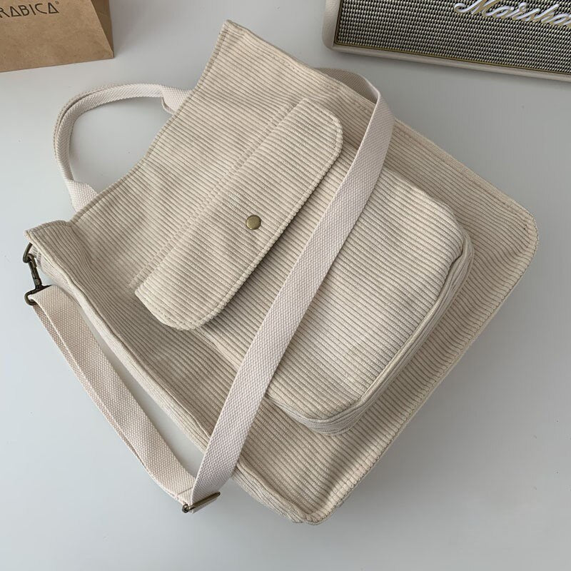Vvsha Shoulder Bag Women Vintage Shopping Bags Zipper Girls Student Bookbag Handbags Casual Tote With Outside Pocket