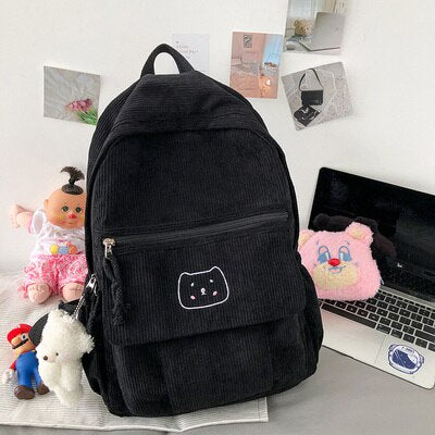 Christmas Gift Real shot Soft Girls Fall/winter New Cartoon Corduroy College Style Cute Backpack Sweet High School Student Bag