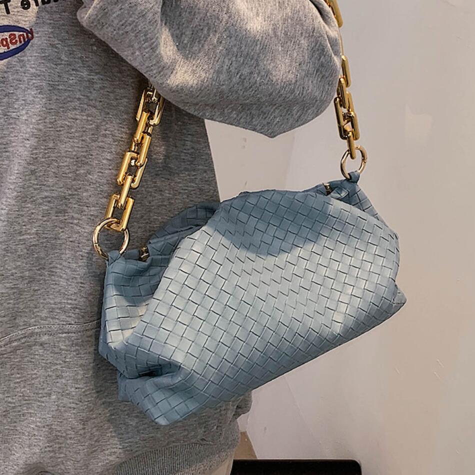 Thick Chain Armpit bag 2021 Fashion New High quality PU Leather Women's Designer Handbag High capacity Weave Shoulder Bags