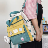 DCIMOR New Waterproof Nylon Women Backpack Female Contrast Color Small Schoolbag Transparent Pocket Multifunction Travel Bag