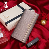 FOXER Women Fashion Valentine's Day Gift Wallet Female Cowhide Clutch Bag Card Holder Lady Luxury Coin Purse Chic Evening Bags
