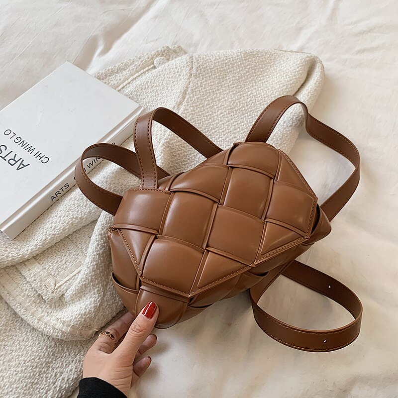 Woven Square Tote bag LEFTSIDE Fashion New High-quality PU Leather Women's Designer Handbag Luxury brand Shoulder Messenger Bag