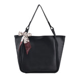 Vvsha Exquisite Women Tote Bag Luxury Designer Handbag Solid Color Scarf Decor Soft PU Leather Big Shopper Totes Bolso Grande Mujer