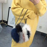 High-grade Winter Women Solid Soft Real Fur Handbags Hand Bag Party Bags Fox Hair Handbag circle Street Show New Year Bag