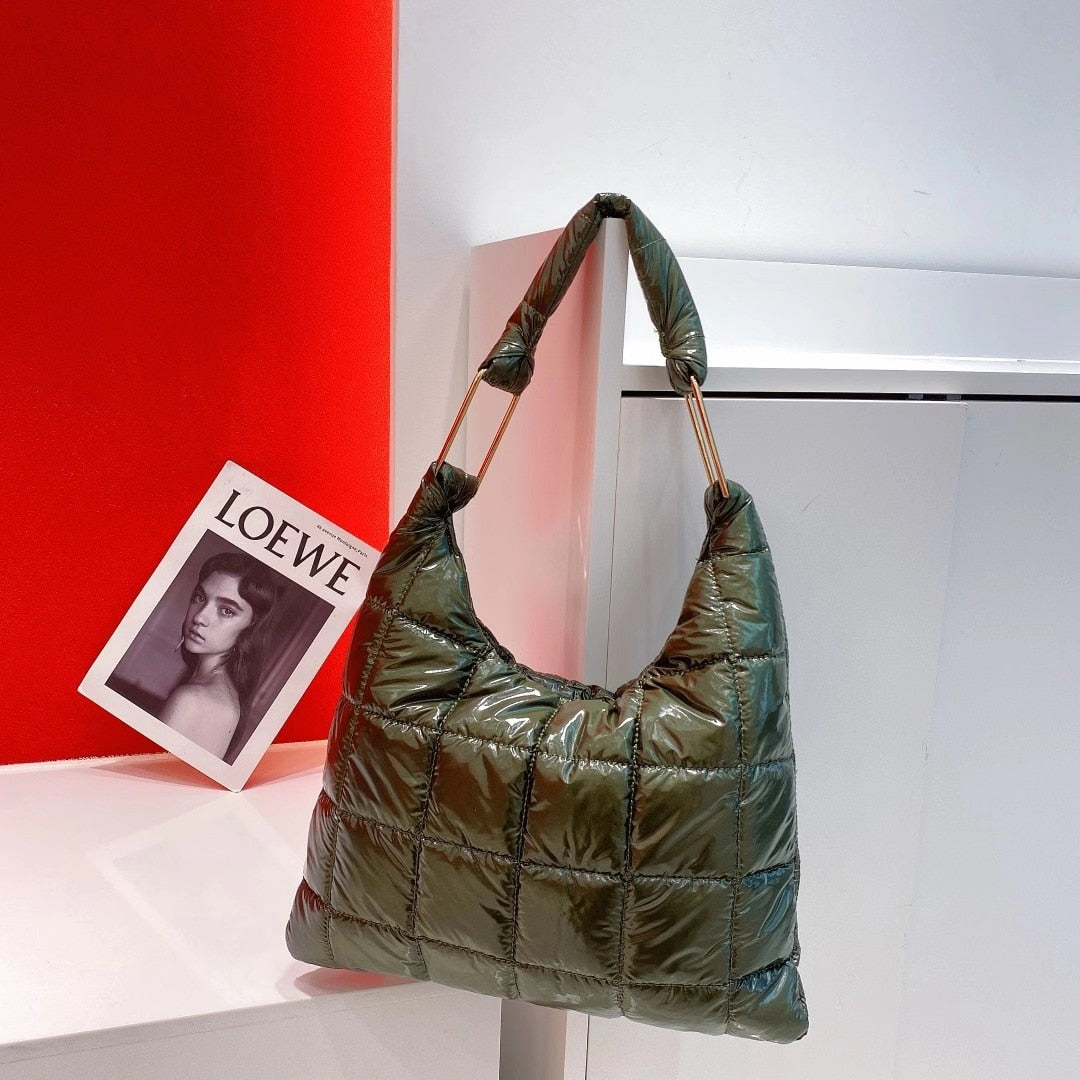 Christmas Gift Cotton Space Bags for Women Designer Handbag Winter Padded Wrist Bag Luxury Down Shoulder Bag Ladies Quilting Tote Hobo Shopper