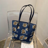 Christmas Gift FANTASY 2020 Newest Leopard Denim Stitching Canvas Bags For Women 2 Colors Fashion Tote Handbag High Capacity Shoulder Bags Lady