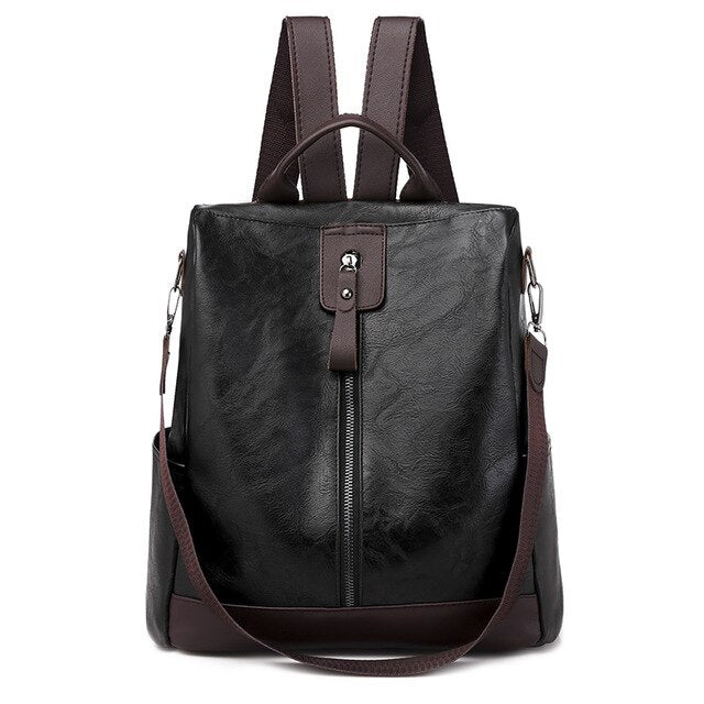 Splicing Women Backpack High Quality Youth Leather Backpacks for Teenage Girls Female School Trend zipper Shoulder Bag 2021 new