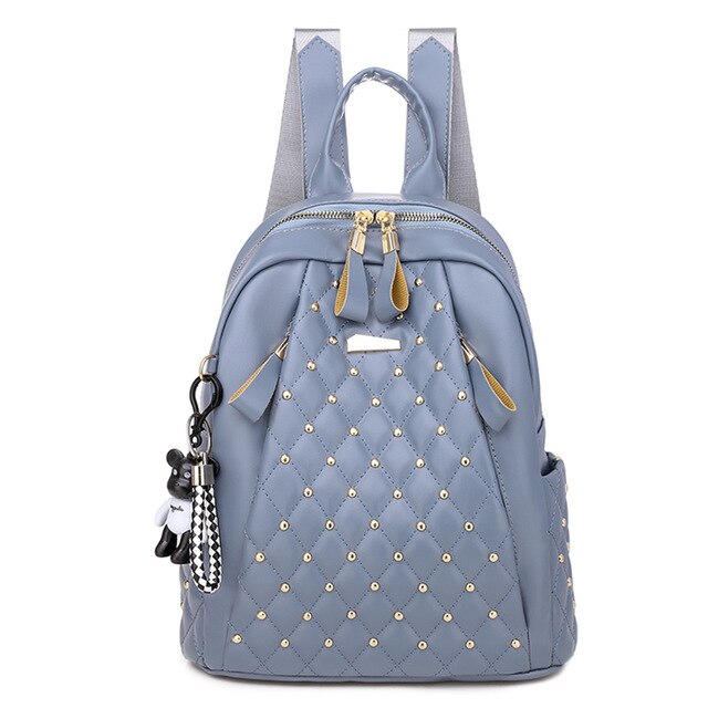Luxury women backpack high quality leather Lozenge backpacks designer lady  Rivets travel backpack shoulder bags school bags