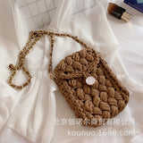 Christmas Gift Handmade Rope Knitting Crossbody Bags for Women 2021 Fashion Chains Woven Shoulder Bag Lady Small Coins Purse Phone Flap Ladies