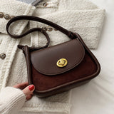с доставкой Vintage PU Leather Flap Crossbody Bags for Women 2021 Winter Designer Travel Chain Handbag Simple Shoulder Purses