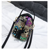 Tassel Women's Messenger Bags Small Colorful Punk rivet Diamond Shoulder Bags for Female Crossbody Bag Mini Tote Purse for Phone