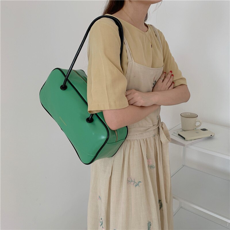 Korean women Axillary bags large Capacity pu leather female Shoulder Bags Brand design ladies Handbag bolsos big tote green