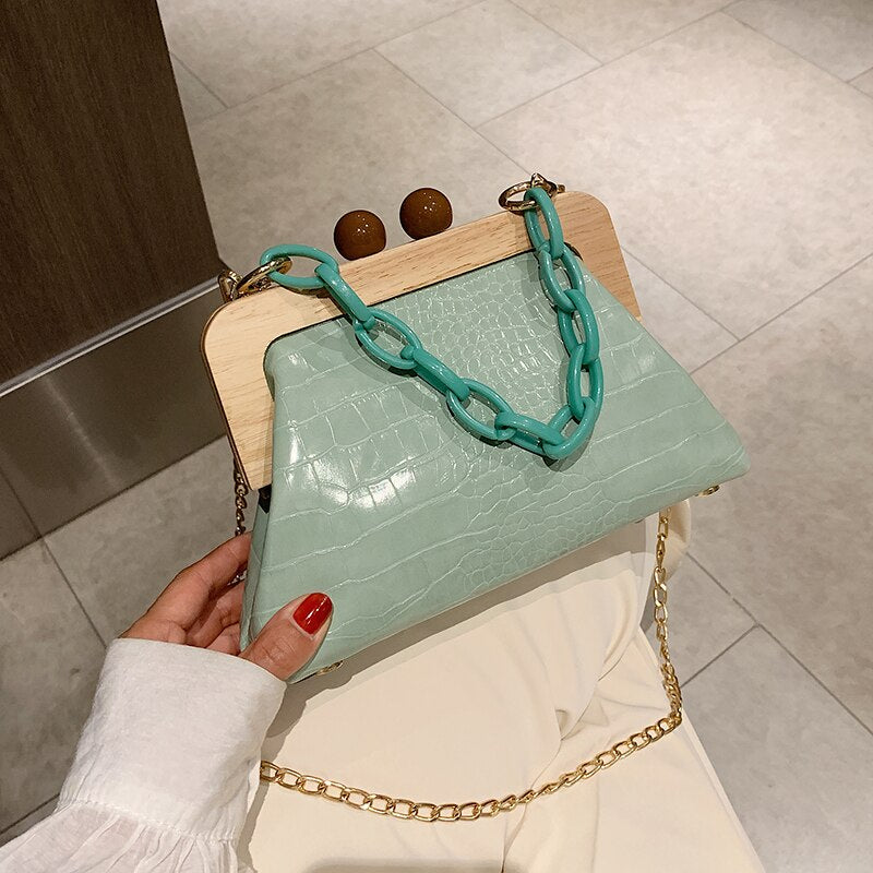 Christmas Gift Crocodile pattern Chain Tote bag 2021 New High-quality PU Leather Women's Designer Handbag Clip bag Shoulder Messenger Bag