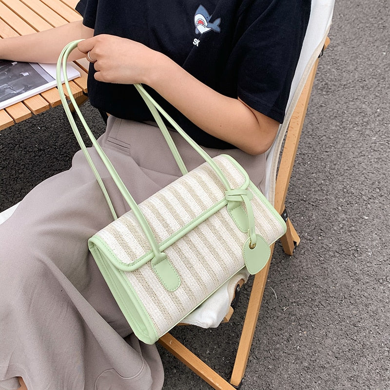 Christmas Gift LEFTSIDE 2021 Summer New High-quality Straw Designer Women's Small Handbag Lady Travel Shoulder Beach Bag Small Phone Purses