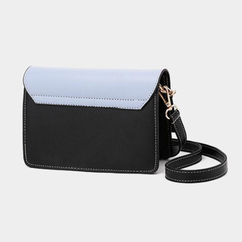 PU Leather Women's Bag Panelled Flap Handbag Fashion Ring Chain Contrast Color Female Purse For 2021 Crossbody Shoulder Bags