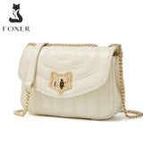 FOXER Woman Summer Chain Shoulder Bag To Work Leather Messenger Bag Simple And Versatile Underarm Bag Fashion Luxury Evening Bag