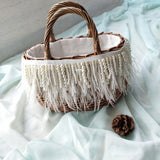 Vvsha luxury Pearl bag women's new hand-woven beach straw bag rattan crossbody tassel shoulder bags wild evening clutch bags handbags