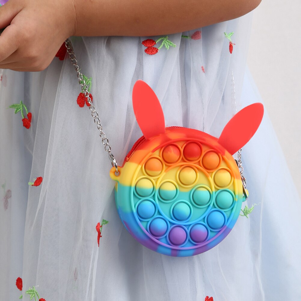 Rainbow Silicone Push Bubble Bag Fashion Mother and Baby Bags Fingertip Anti-Stress Set Reliever Crafts Adult Decompression Toys