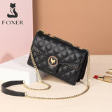 FOXER Cow Leather Brand Women's Bag Classic Diamond Lattice Shoulder Messenger Bags for Lady Fashion Small Crossbody Purse Bag