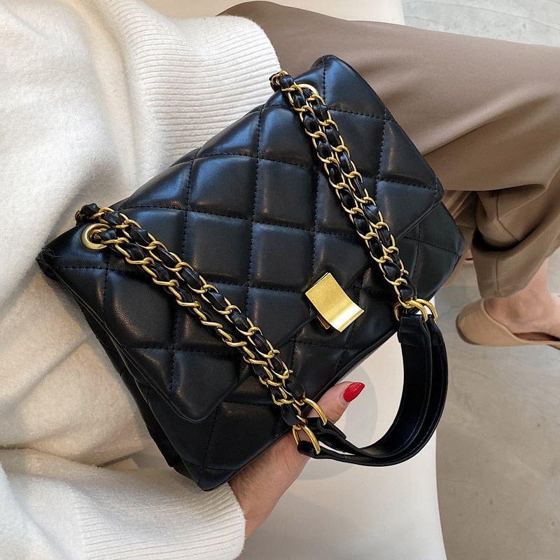 Lattice Square Crossbody bag 2021 Fashion New High quality PU Leather Women's Designer Handbag Lock Chain Shoulder Messenger Bag