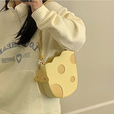 Graduation Gift Fashion Lovely Cheese Shape Women Shoulder Bag Yellow Pu Leather Girls Underarm Bags Female High Quality Cute Purse Handbags