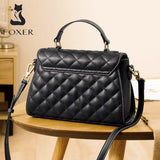 FOXER Brand Classic Handbags for Women Soft Cow Leather Lady Fashion Shoulder Bags Casual Totes Female Cross body Lattice Purse