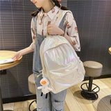 DCIMOR New Coated Oxford Cloth Women Backpack Female Waterproof Back Bag Fashion Dazzling Travel Backpack Teenage Girl Schoolbag