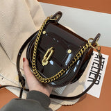 с доставкой Pure Color Saddle Bag 2021 summer High Quality Leather Women's Designer Handbag Lock Shoulder Crossbody Purses