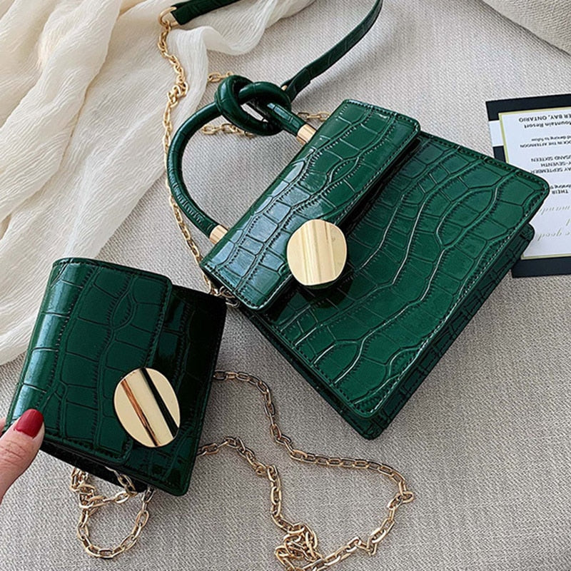 Christmas Gift Stone Pattern Leather Crossbody Bags with Short Handles for Women Small Handbags Chain Shoulder Simple Bag Purses Hand Bag