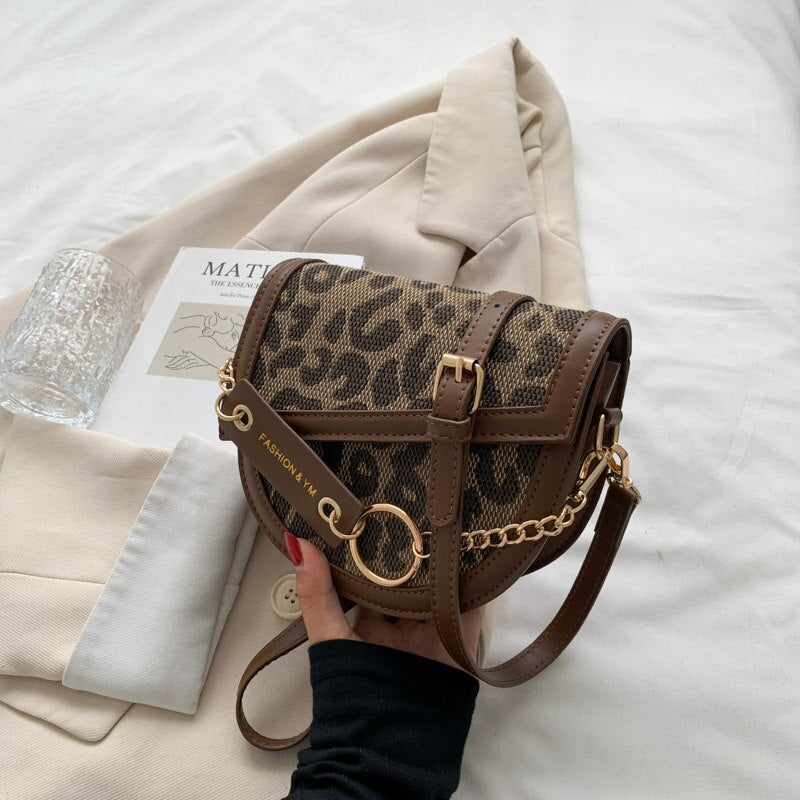 Christmas Gift Leopard Print Saddle Bag 2021 Women Newest Brand Handbags Leather Luxury Fashion Shoulder Crossbody Bags For Ladies INS Hot Sale