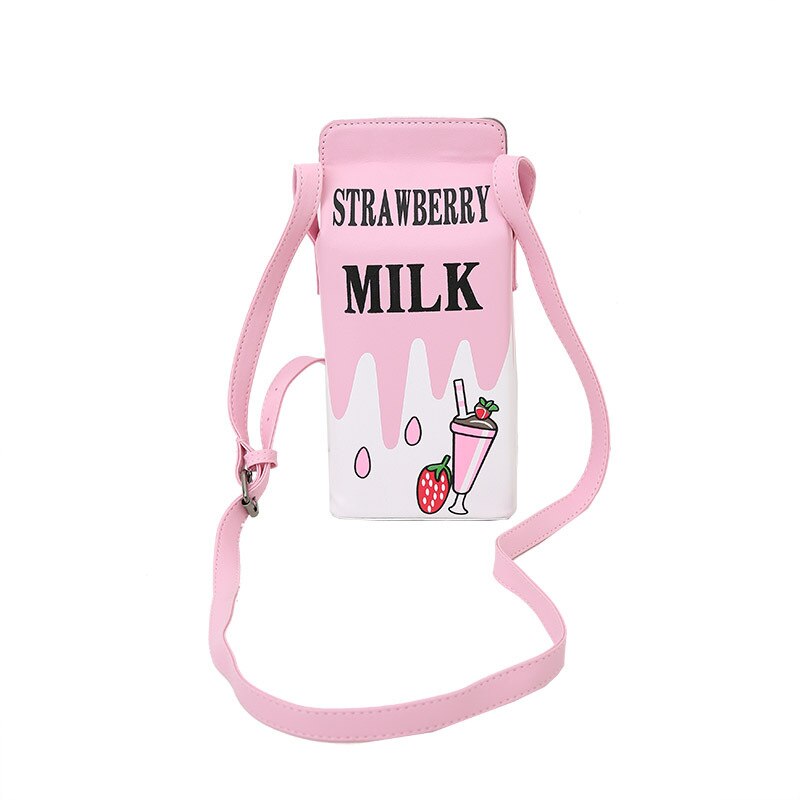 Christmas Gift Cute Milk Box Women Shoulder Bag Harajuku Strawberry Drink Crossbody Bags for Women Lemon Cartoon Printed Funny Purse 2021 Flap